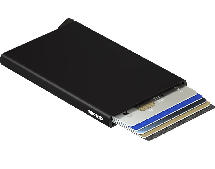 Atvertas juodas SECRID Cardprotector su kortelėmis