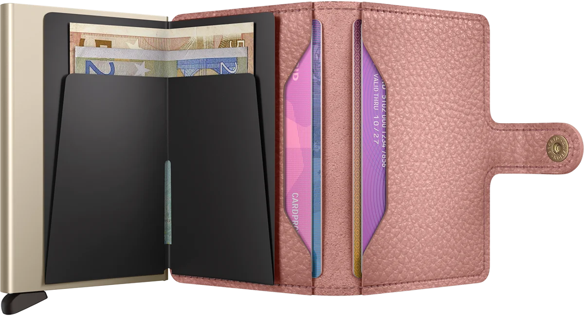 Rožinė SECRID Miniwallet Pebble: kortelių dėklas ir odinė dalis