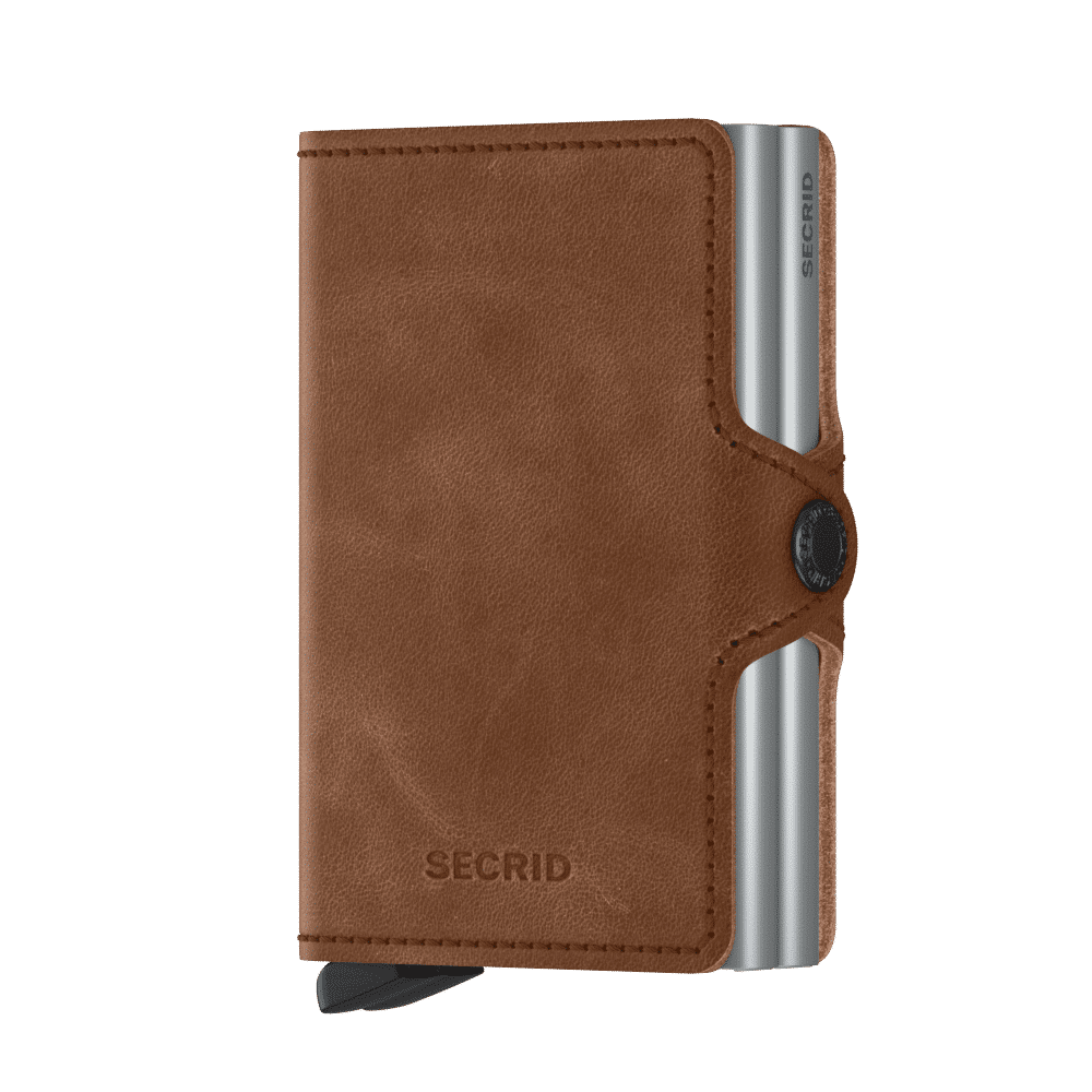 Secrid_Twinwallet_Vintage_Cognac-Silver_Front.png Vintage Cognac - Silver SECRID twinwallet piniginė - Image 1