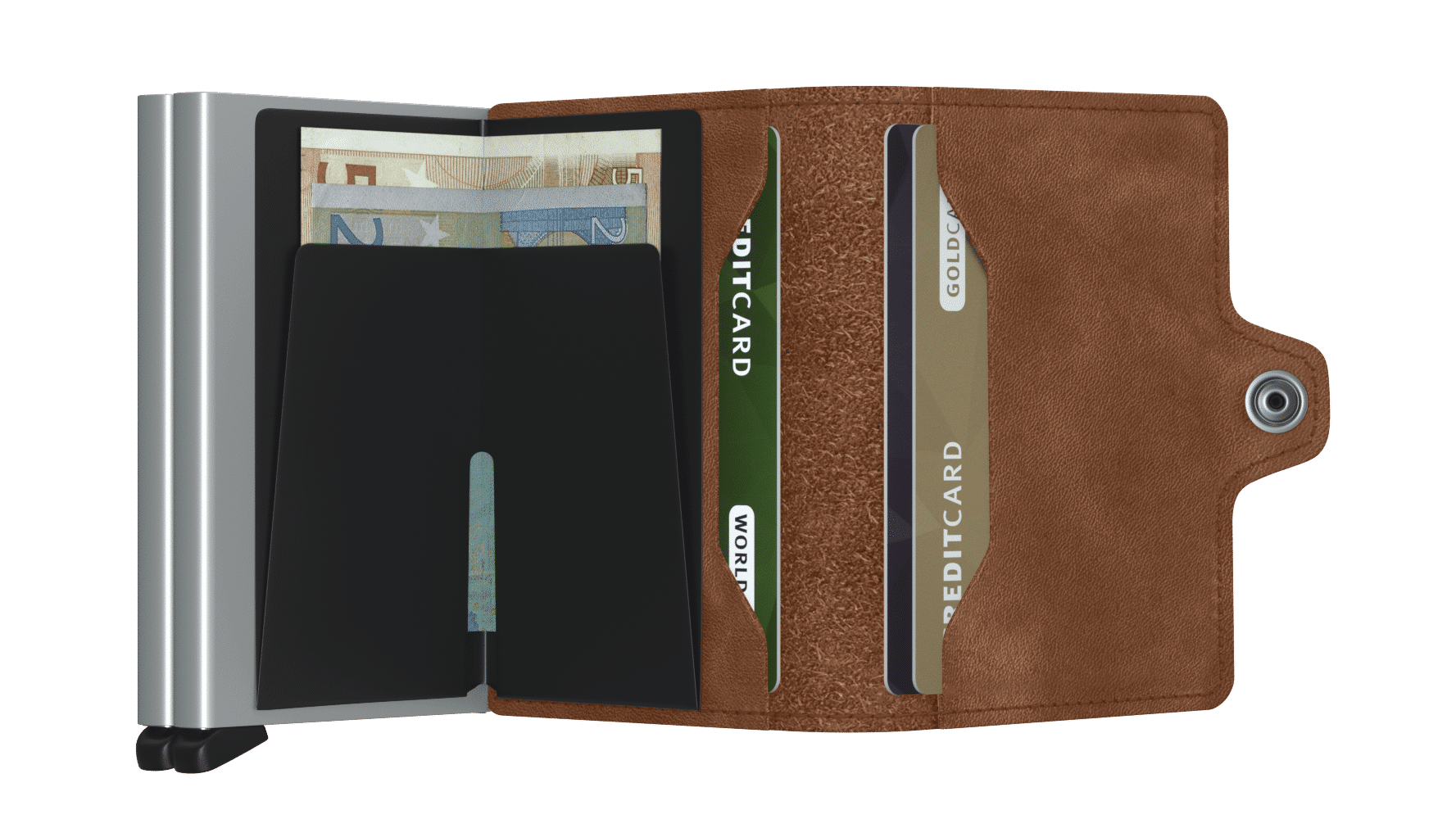 Secrid_Twinwallet_Vintage_Cognac-Silver_Open.png Vintage Cognac - Silver SECRID twinwallet piniginė - Image 4