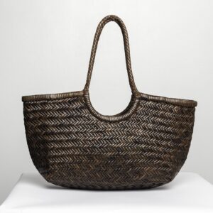 Bolso de piel trenzada AFRODITE verde musgo