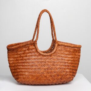 AFRODITE bolso de cuero trenzado marrón claro