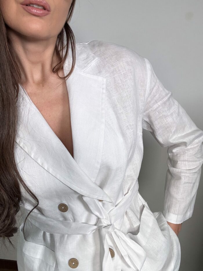 B7 lininis kimono/švarkas baltas (be sagų) - Image 2