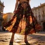 Tencelio gėlėtas sijonas #5372