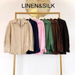 Lino/šilko tiesaus kirpimo kelnės #CLE01-T1464 (limituotos) - Image 2