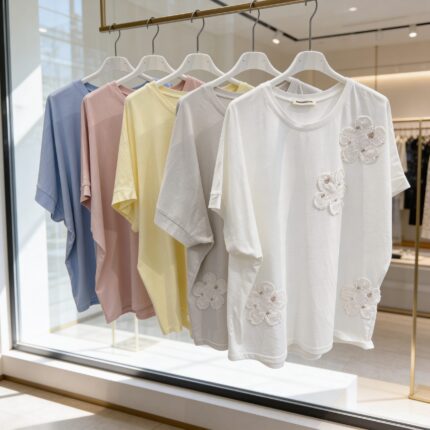 Medvilniniai marškinėliai su gėle #LA91152A