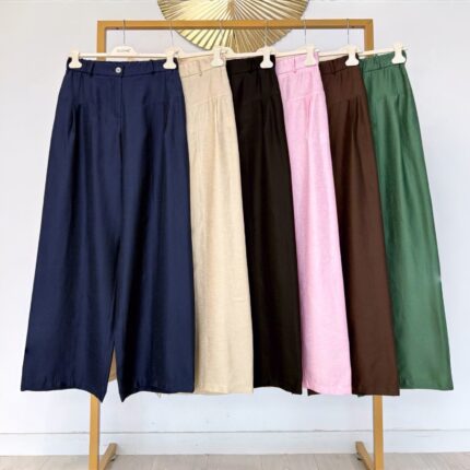 Lino/šilko platėjančios kelnės #CLE01-T1460 (limituotos)