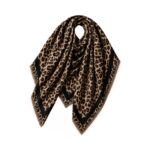 Leopardo rašto vilnos ir viskozės skara – J709 - Image 3