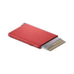 SECRID Premium+ Cardprotector+ Fluted for MagSafe aliuminio kortelių dėklas – raudonos sp. – papildomas rakursas