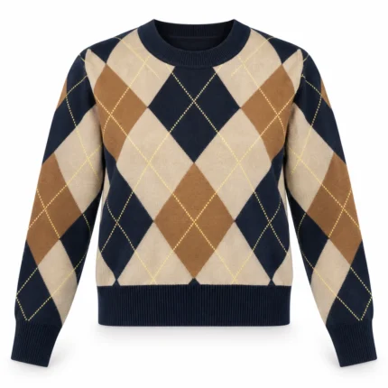 Vilnonis megztinis su rombų raštu – WL1056-R-AI26 – BLU-CAMMELLO-BEIGE-GIALLO