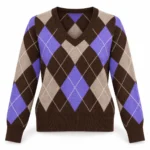 Vilnonis megztinis su rombais ir V iškirpte – WL1795-R-AI26 – MORO-BEIGE-VIOLA-KASHA