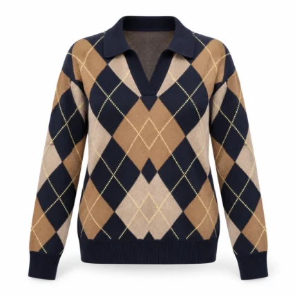 Vilnonis polo megztinis su rombų raštu – WL1796-R-AI26 – BLU-CAMMELLO-BEIGE-GIALLO