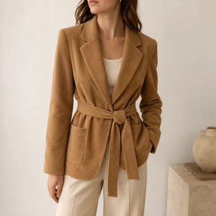Velvetinis švarkas su diržu – EM-EB400